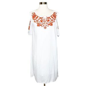NEW Long Tall Sally US 6 UK 10 Embroidered Cold Shoulder Dress White Red Floral